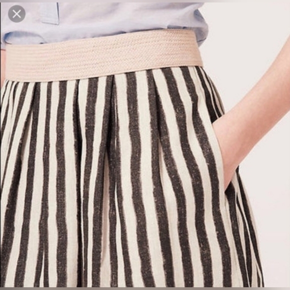 NWOT Loft Striped Linen Skirt w Braided Waist Detail - Picture 2 of 6